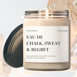 Funny Gym Gift Candle Eau De Sweat Chalk Regret Gift for Coworkers Fitness Lover Athlete Weightlifting Strength Training Gift Christmas Gift