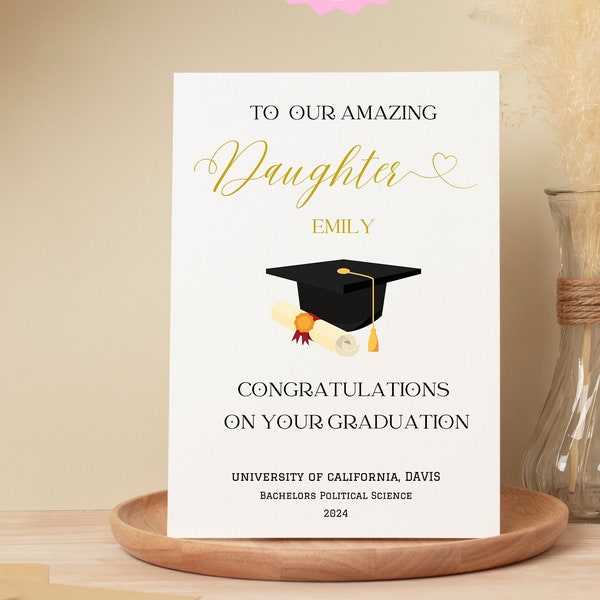 Personalized Graduation Card for Daughter Son, Graduation Congratulations Card, Personalized Card College Student, Custom University Name