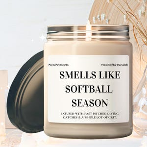 Smells Like Softball Season Funny Candle Custom Softball Senior Gift Girl Softball Player Softball Team Coach Appreciation Gift Softball Mom