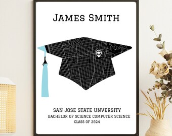 Custom Graduation Gift University Map, Personalized College Campus Map, University Wall Art, Graduation Decor, Student Keepsake, Dorm Decor