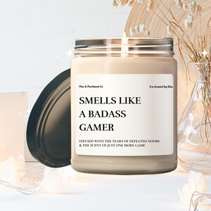 Smells Like a Badass Gamer Funny Candle Gaming Gift Idea Gift For Gamer Boy Husband Birthday Christmas Gift Teenager Video Game Room Decor