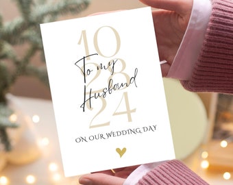 Personalized To My Husband Wedding Day Card, Black & Gold Names and Date, Wedding day card for Groom, Heartfelt Keepsake