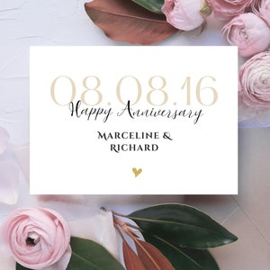 Personalized Wedding Anniversary Date Card Happy Anniversary Card Paper Anniversary Card for Husband Wife Couple Mr and Mr Mrs and Mrs Card