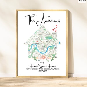 Mapa de la primera casa Regalo para nuevo propietario Regalo de cierre de agente inmobiliario para casa nueva Cierre de casa nueva Regalo de inauguración de casa para parejas Hija Hijo Mejor amigo