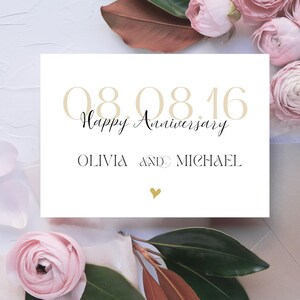 Personalized Wedding Anniversary Date Card Happy Anniversary Card Paper Anniversary Card for Husband Wife Couple Mr and Mr Mrs and Mrs Card