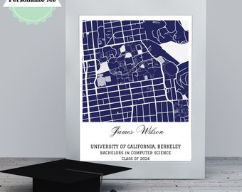Custom University Map Graduation Gift, Personalized College Campus Map, Graduation Gift for College Student, Dorm Wall Decor Dorm Room Decor
