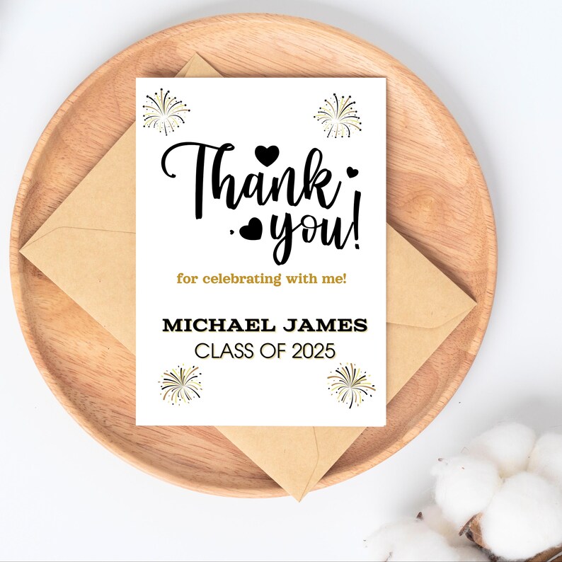 Personalized Graduation Thank You Card Set, Class of 2026, Custom Name ...