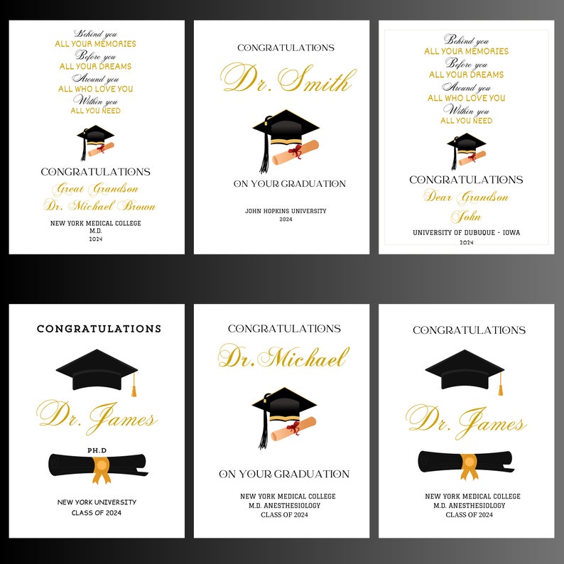 Personalized Phd Graduation Card Grandson Granddaughter Daughter Son ...