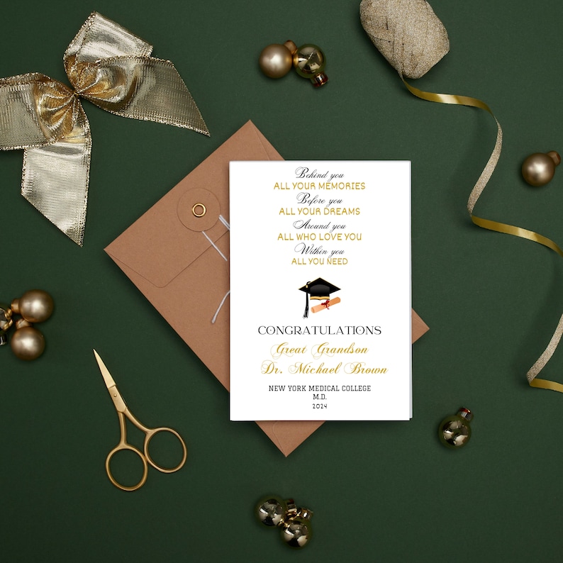 Personalized College Graduation Card for Grandson Granddaughter, High ...