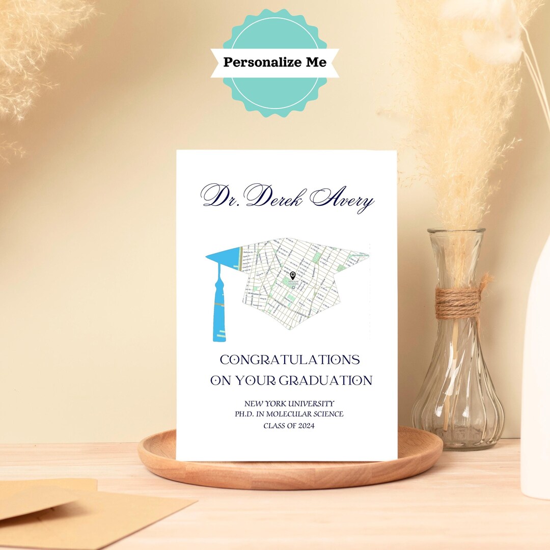 Personalized Phd Graduation Map Card, College Keepsake, Class of 2026 ...