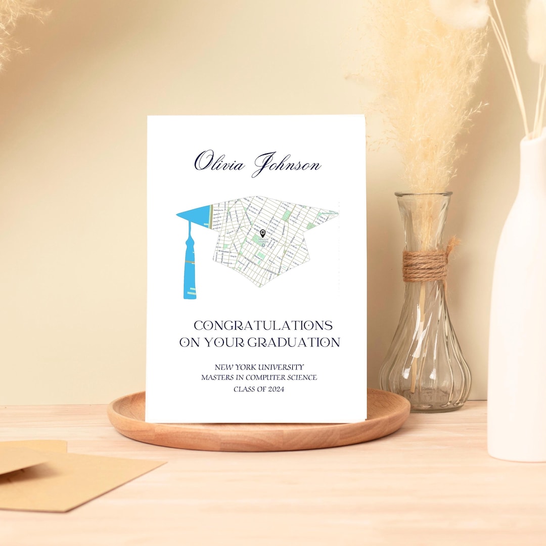 Graduate Map Masters Degree Map Graduation Card, Personalized Masters Graduation ...
