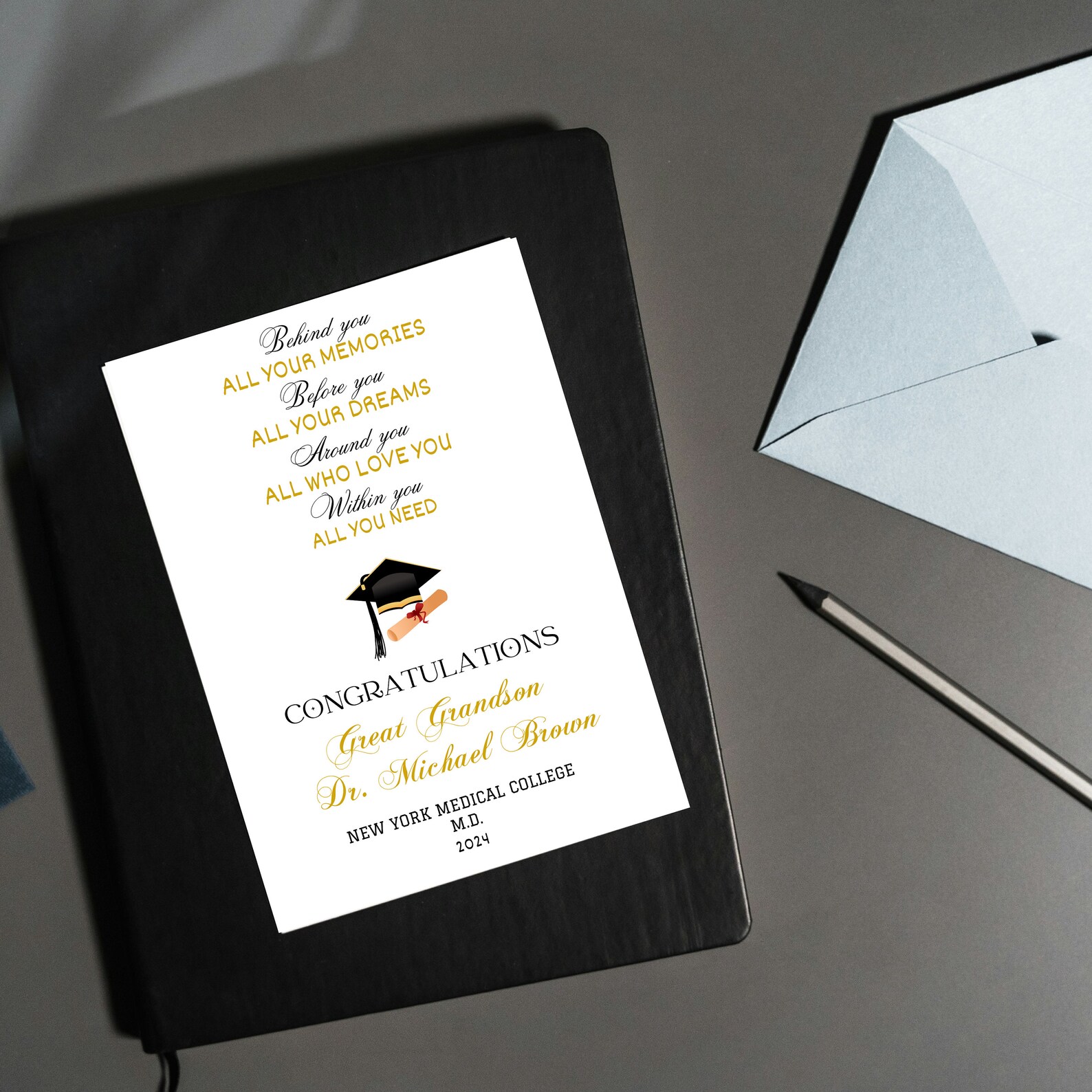 Personalized College Graduation Card for Grandson Granddaughter, High ...