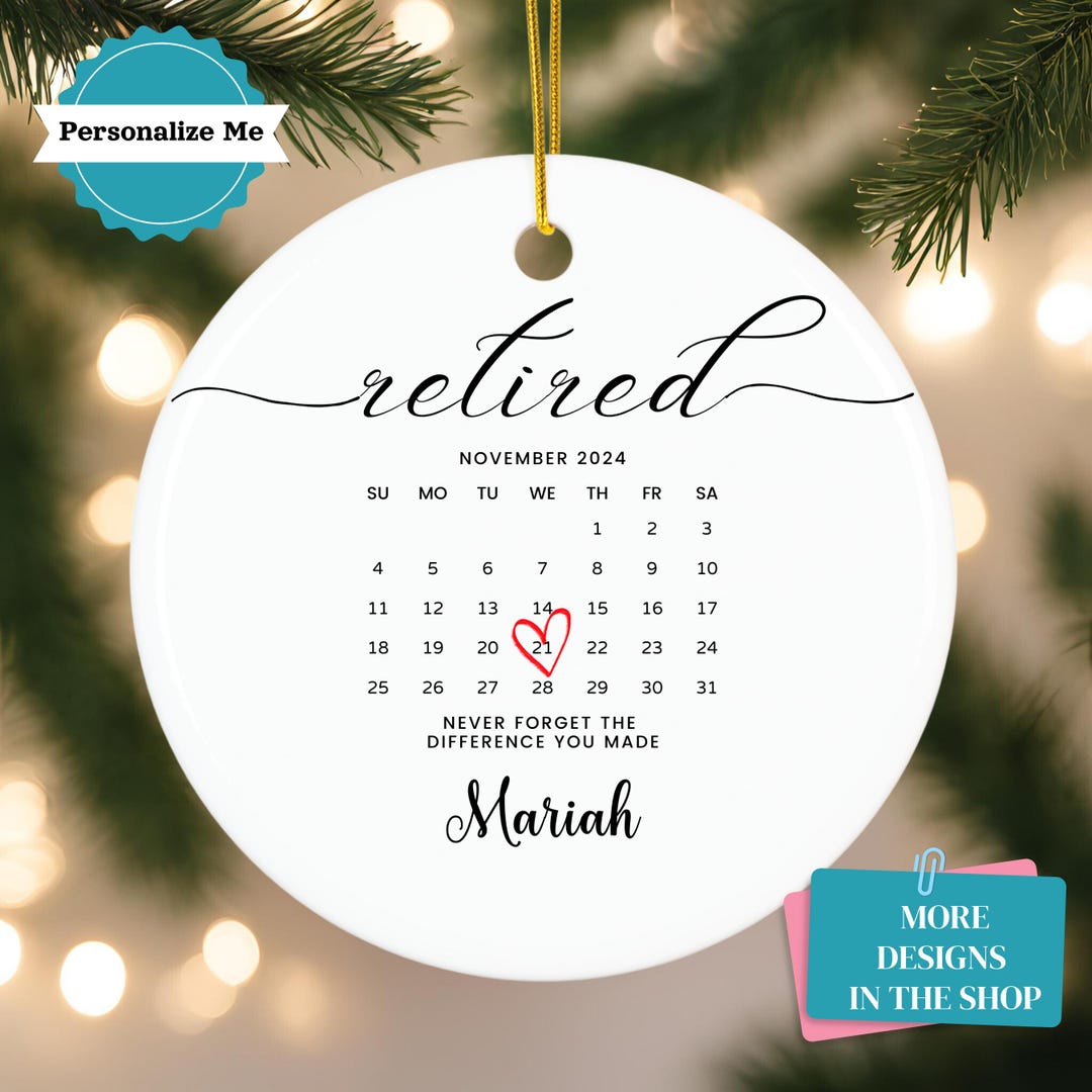 Personalized Retirement Gift Calendar Ornament Retiring Gift for ...