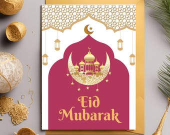 Eid Mubarak Card Set, Islamic Greeting Cards, Eidi Gift (Set of 6)