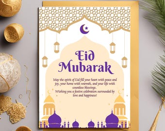 Eid Mubarak Card Set, Islamic Greeting Cards, Eidi Gift