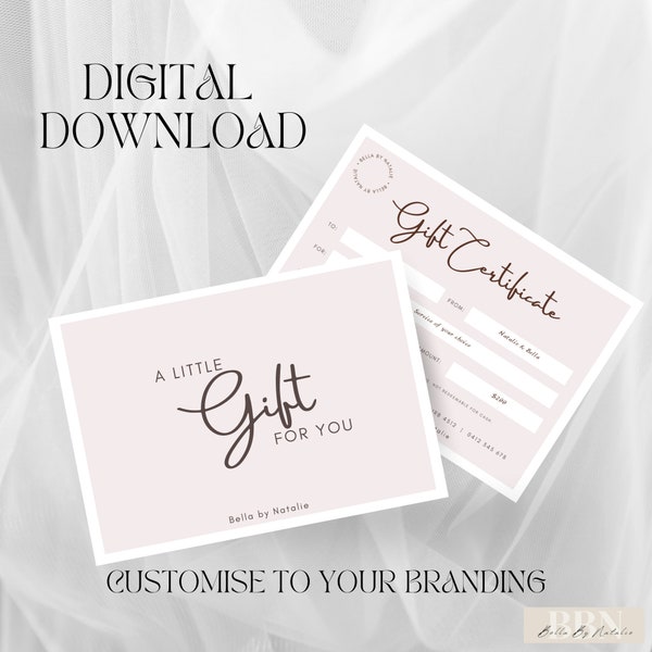 A Little Gift For You Editable Gift Certificate Template, Salon Gift Certificate, Gift Card, Instant Download, Gift Voucher, Canva Template