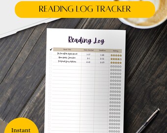 Journal de lecture, format lettre US, A4, A5 IMPRIMABLE Tracker, Book Tracker, Planner Reading Tracker, Daily Book Journal, Printable Planner Page.