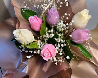 Tulip Soy Candle Bouquet - Scented Floral Candles with Match Sticks