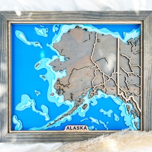3D Custom City Wood Wall Art Alaska Map Laser Cut Housewarming Gift Birthday Gift Alaska Travel Gift House Warming Wall Art Map Custom Map