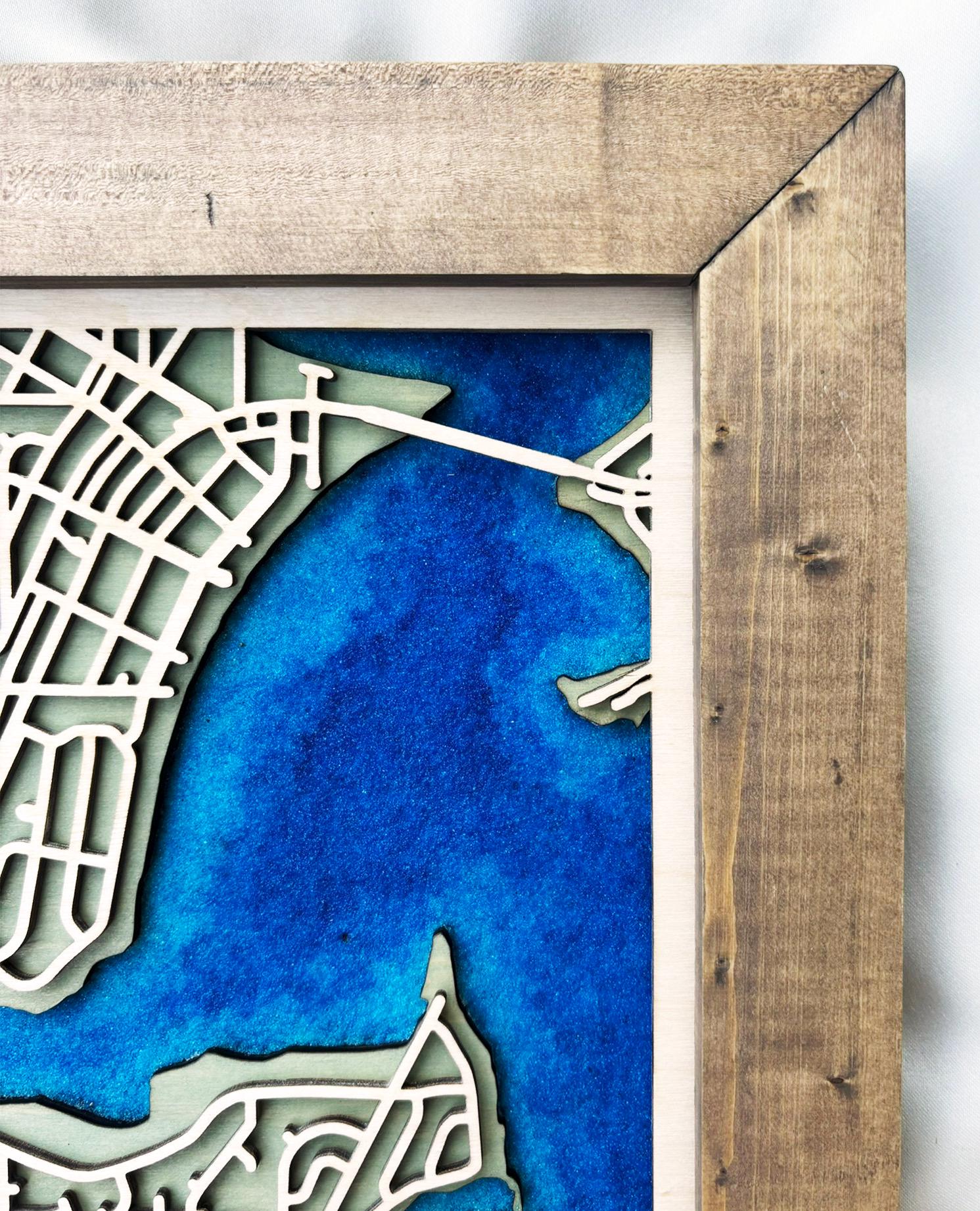 Customizable 3D Wooden Map Florida Colored Sand Art Painting Wood Map ...
