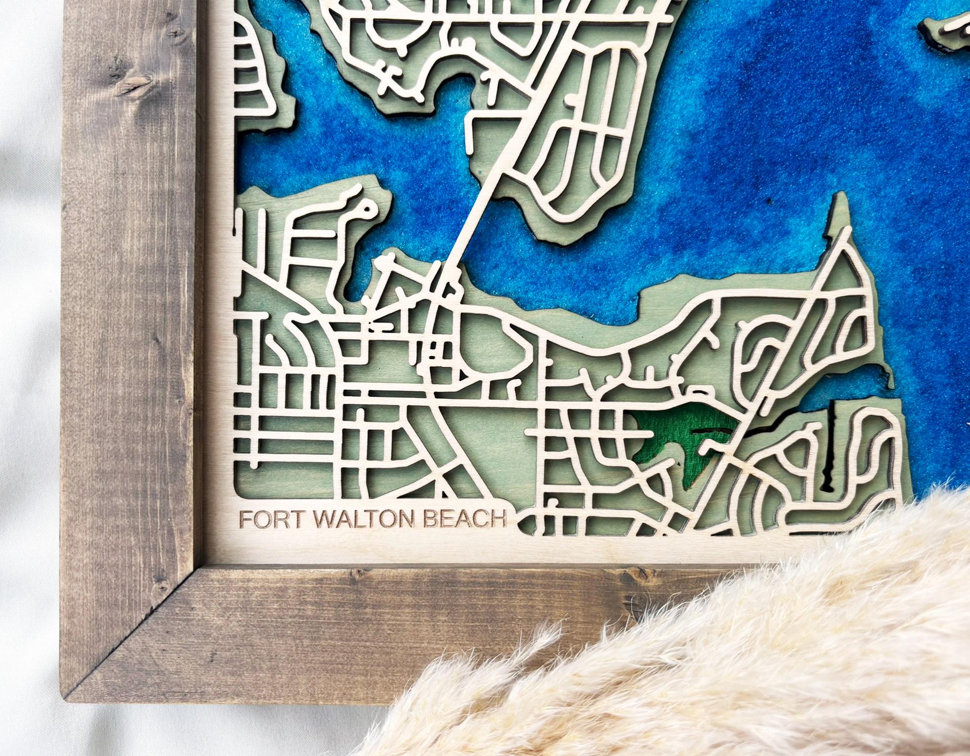 Customizable 3D Wooden Map Florida Colored Sand Art Painting Wood Map ...