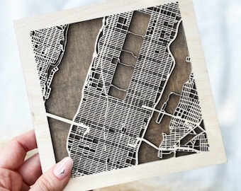 Custom Laser Cut Wooden City Map: Personalized Wall Art