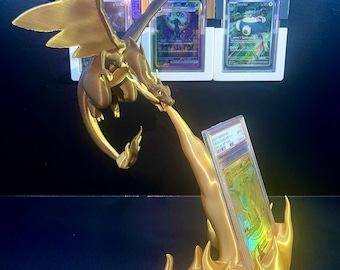 Soporte de exhibición para tarjeta Gold Mega Charizard X Phantasmal Flames PSA 151 Pokemon Mega Evolutions TCG BGS CGC Tag Promo Universal Grading