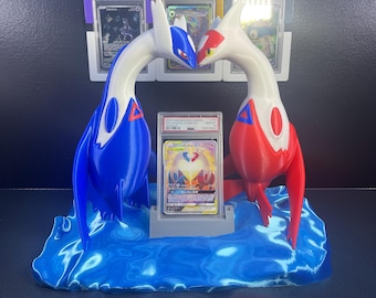Latias & Latios GX Tag Team XL PSA Graded Card Display Stand Lovebirds Promo Pokemon 151 Sun and Moon Tcg Bgs Cgc Tag Universal Grading Slab