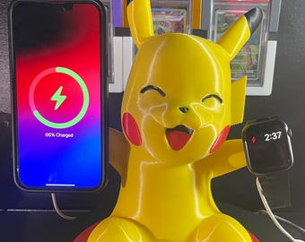 Pikachu iPhone MagSafe & Apple Watch Charger Stand ( Fully Multi Colored )