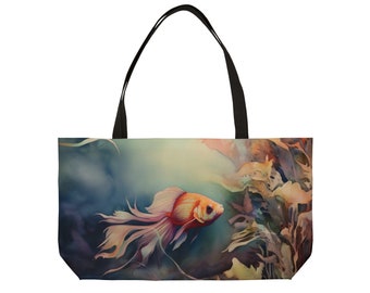 Goldfish Weekender Tote Bag Aquarium Large Tote Bag Fish Tote Bag for Aquarium Lovers Beach Bag Splashy Fish Gift for Her Unique Tote Bag