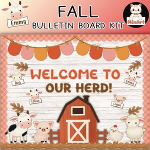 Fall Farm Animals Bulletin Board Kit: Classroom Door Decor (Digital Download)