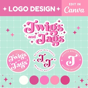 Editable Logo Bundle: Canva Template for Small Business