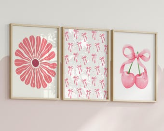 Coquette Wall Art Set: Girly Watercolor Prints (Digital Download)