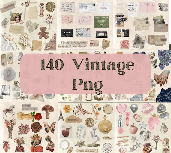 Vintage Cottagecore Clipart Bundle: Watercolor PNG Stickers (Digital Download)