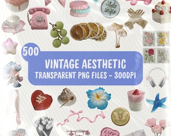 Vintage Ephemera PNG Bundle: 500+ Antique Graphics, Scrapbook & Junk Journal (Digital Download)