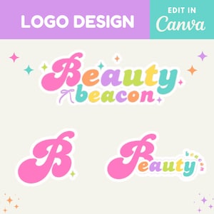 Colorful Logo Design Templates, Logo Bundle for Canva, DIY Brand Kit, Colorful Feminine Logo, Lash Business Branding
