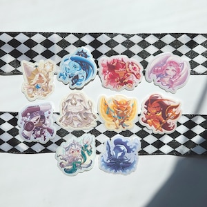 Adesivos de vinil do Cookie Run Kingdom - Baunilha, Leite Sombrio, Azevinho, Açúcar, Cacau Escuro, Farinha, Lírio, Sal, Queijo, Especiarias