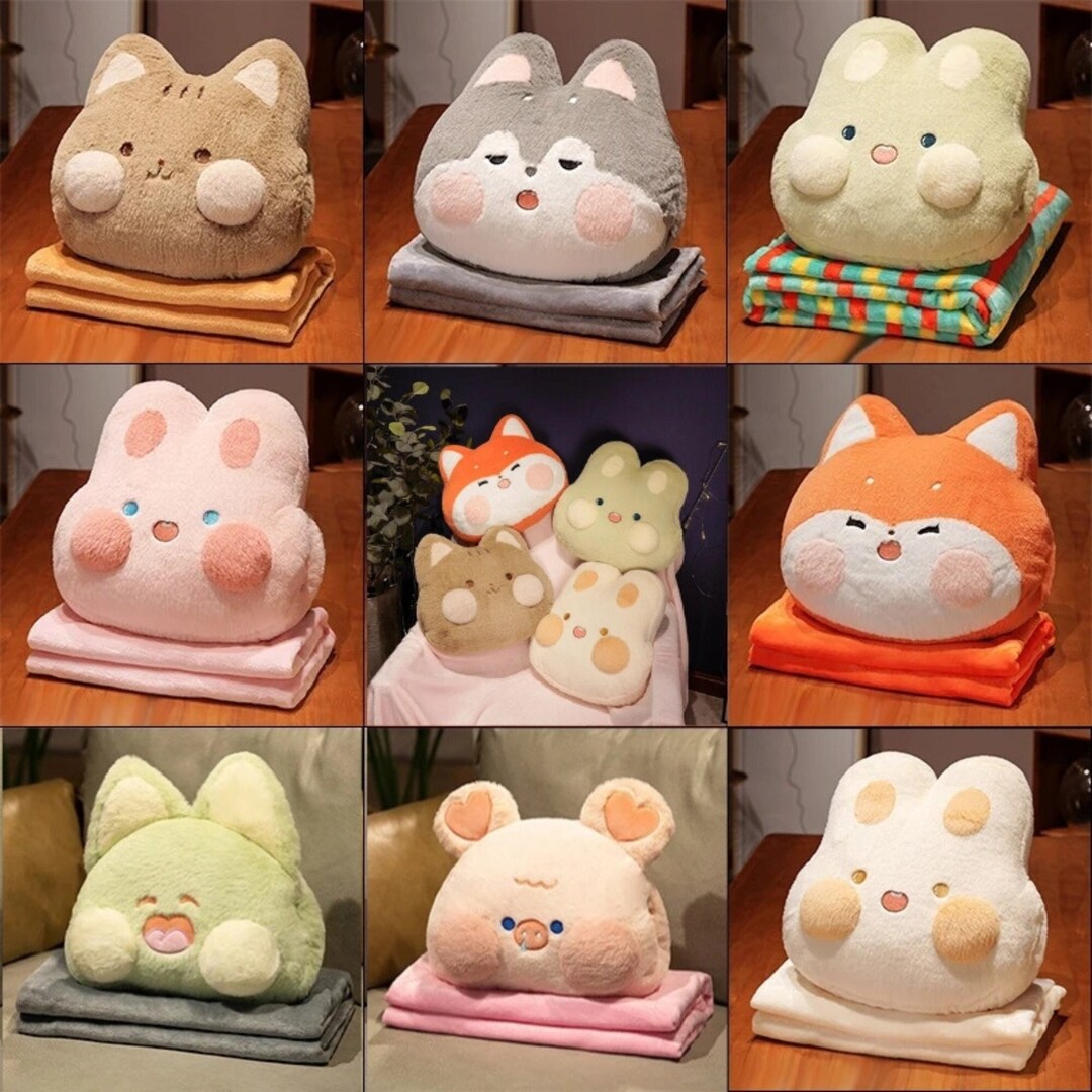 Snuggle Cuties Travel Pillow and Blanket Set 3 in 1 Cute Hand Warmer