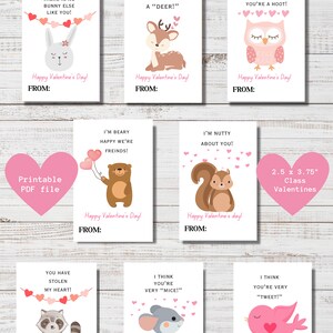 Waldtiere, Tierliebhaber, Natur-Valentinstag, Tierkarten, Kinder-Valentinstag, Klassen-Valentinstag
