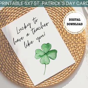 Tarjeta de maestro, tarjeta del día de San Patricio, tarjeta de trébol