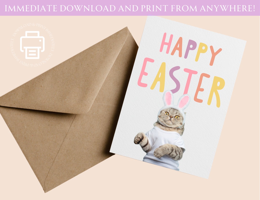 Funny Cat Easter Card (5x7) - Etsy