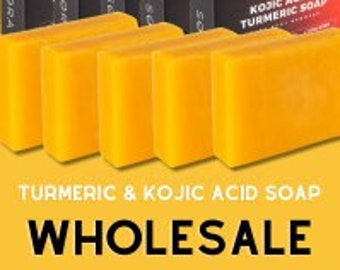 Wholesale Bulk Pricing 5, 10, 20, 30, 50 Bars Turmeric and Kojic Acid Soap with Collagen, Turmeric, Collagen, Hyaluronic Acid