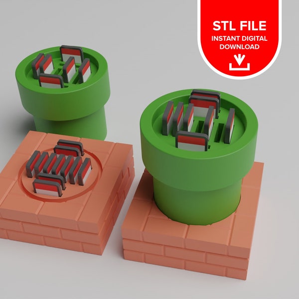 Warp Pipe Switch Game Holder, 3D-Printable, Ready-to-Print STL File - Instant Digital Download