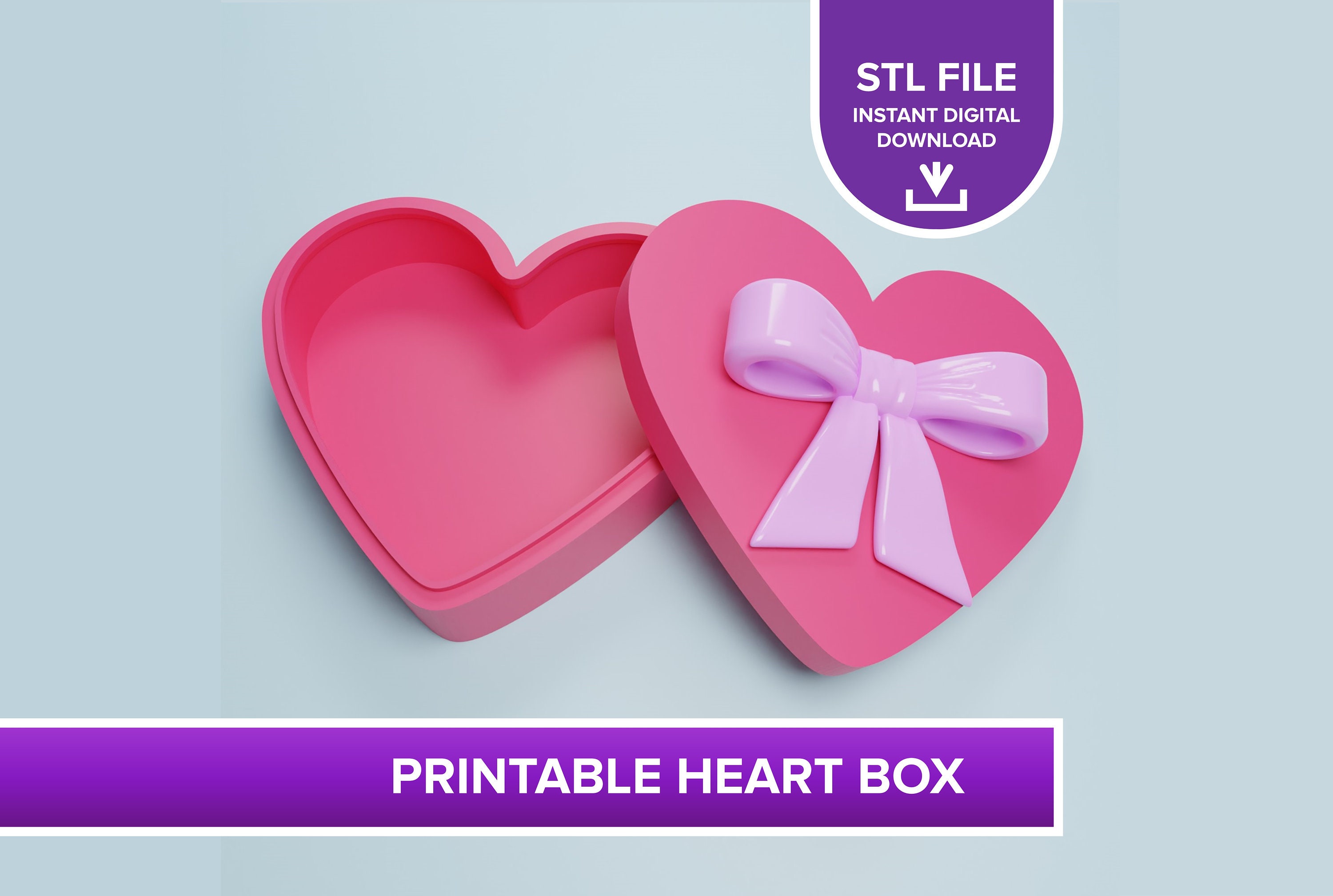 Heart Valentine Box, 3D-Printable, Ready-to-Print STL File - Instant Digital Download