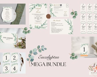 Eucalyptus Wedding Stationery Mega Suite- INSTANT DOWNLOAD
