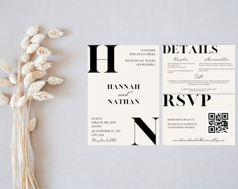 Minimalist Modern Wedding Stationery Suite - INSTANT DOWNLOAD