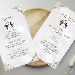 Gold Mickey & Minnie Menü bearbeitbare Vorlage - INSTANT DOWNLOAD