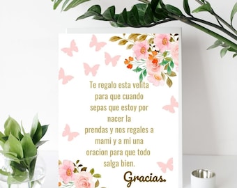 Personalised Spanish candle ,Spain Favor Cards,spanish candle favor card,spanish candle favors favor card,acuerdo,candle care card spanish,