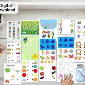 Atividades de Aprendizagem para Crianças de 2 a 3 Anos, Conjunto de 31 Páginas, Material Educativo para Imprimir, Bônus Grátis para o Dia dos Namorados