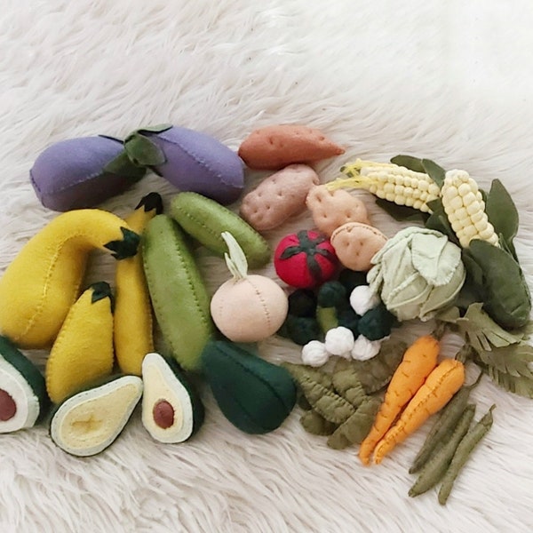 Gorgeous Vegetables Veggies Wool Felt Montessori Earthy Colors Easter Birthday Christmas